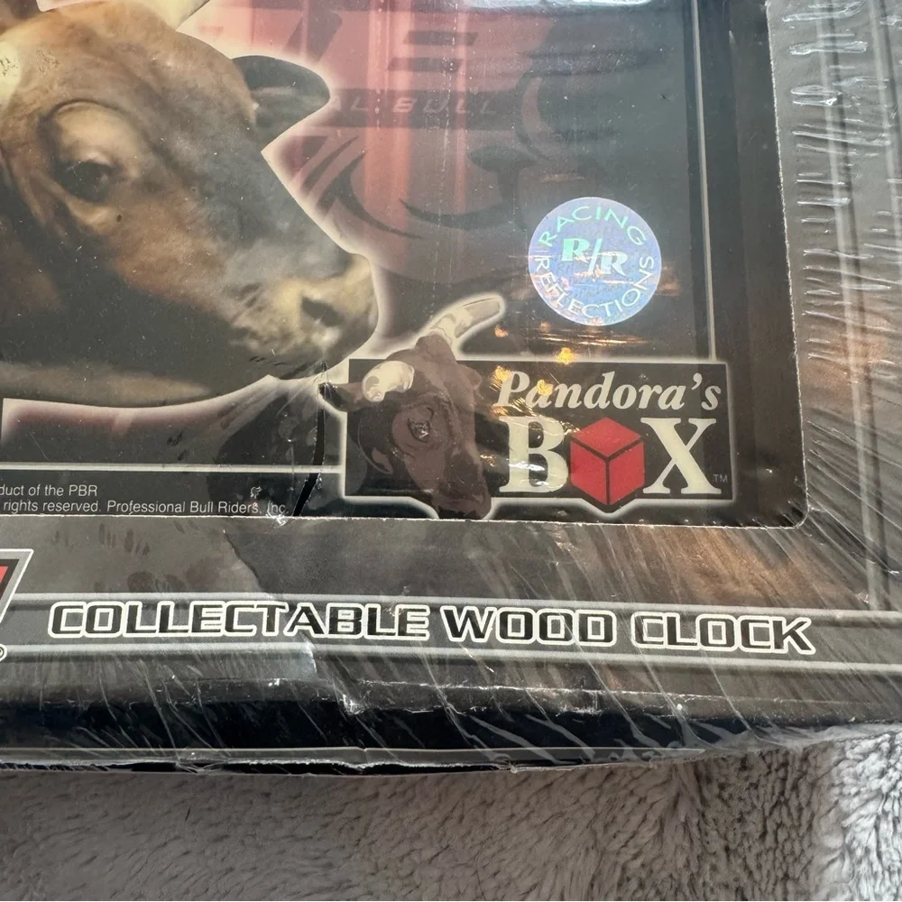 PBR Pandora’s‎ Box Wood Clock 2004 Racing Reflections Bull Rider NIB Sealed
